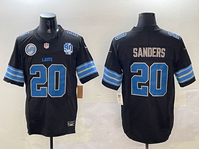 Men Detroit Lions 20 Sanders Black three generations 2024 Nike Limited NFL Jersey style 4